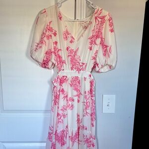 Flying Tomato SPRING / SUMMER Pink Floral Puff Sleeve Maxi Dress